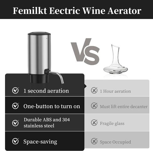 Wine Aerator Pourer with USB Rechargeable, Electric Wine Bottle Dispenser,Automatic Wine pourer Machine,One Touch Multi-Smart Wine Decanter for Wine Lovers,Wine Gifts in Saudi Arabia