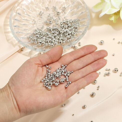 1100 Pcs Gold Beads Smooth Round Beads 3/4/6/8mm Gold Spacer Loose Ball Bead Kits Gold Filled Beads for Bracelet Jewelry Making in Kuwait