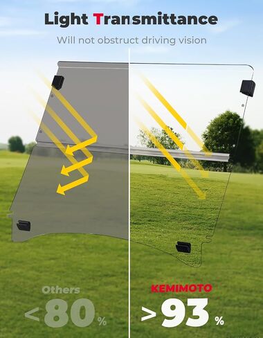 Kemimoto Golf Cart Windshield متوافق مع غاز/كهربائي سيارات Club Car (04-Up) ، الزجاج الأمامي القابل للطي مع أكريليك مقاوم لـ UV و Impact (Tinted) in Saudi Arabia
