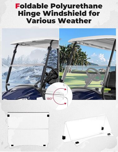 Kemimoto Golf Cart Windshield متوافق مع غاز/كهربائي سيارات Club Car (04-Up) ، الزجاج الأمامي القابل للطي مع أكريليك مقاوم لـ UV و Impact (Tinted) in Saudi Arabia