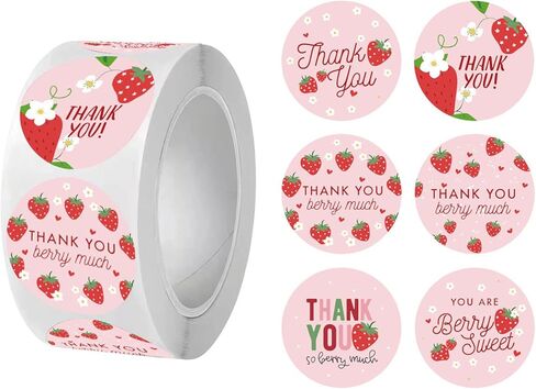 500pcs Strawberry Thanks You Therms 6 Designs Sweet Berry الكثير من الملصقات in Kuwait