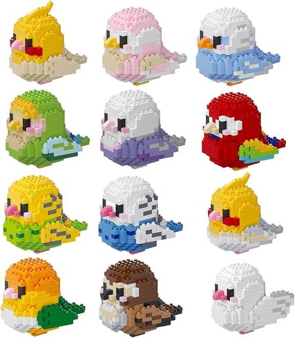 Parrot Cute Bird Series Mini Bricks Micro Building Kit for Kids Pets Toys Compatible Nano (12 Full Set) in Saudi Arabia