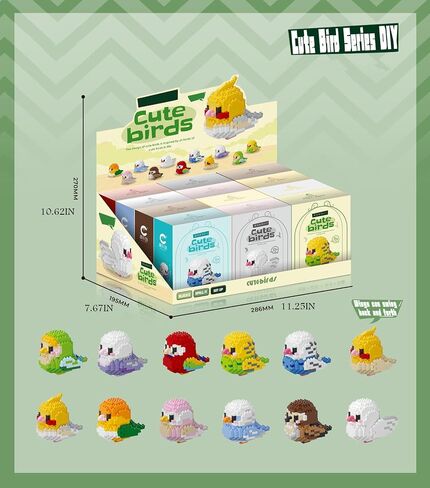 Parrot Cute Bird Series Mini Bricks Micro Building Kit for Kids Pets Toys Compatible Nano (12 Full Set) in Saudi Arabia