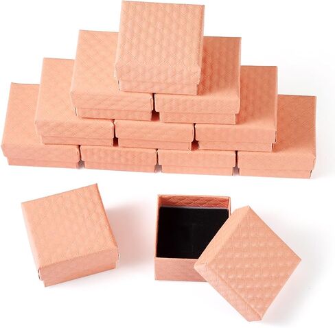 Craftdady 12Pcs Pink Jewelry Ring Boxes 1.97 x 1.97 x 1.18 Inch Small Square Boxes Earring Boxes Diamond Pattern Jewelry Cardboard Boxes with Lids Present Packing Boxes for Festival Jewelry Display in Saudi Arabia