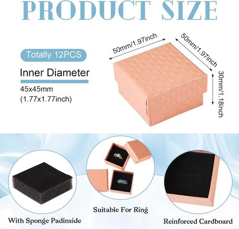 Craftdady 12Pcs Pink Jewelry Ring Boxes 1.97 x 1.97 x 1.18 Inch Small Square Boxes Earring Boxes Diamond Pattern Jewelry Cardboard Boxes with Lids Present Packing Boxes for Festival Jewelry Display in Saudi Arabia