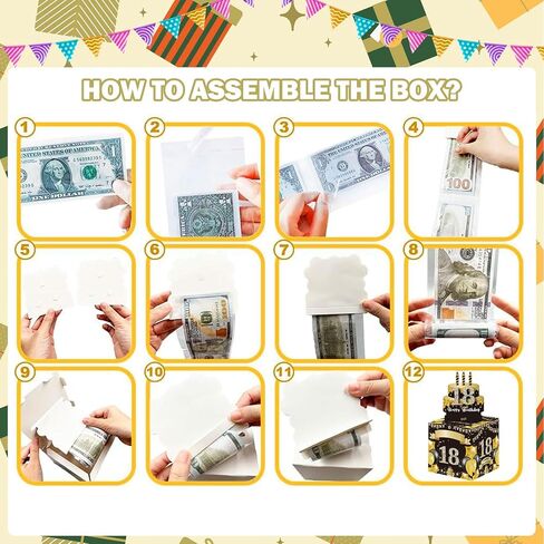 18th Birthday Surprise Gift Box, Happy 18th Birthday Money Gift Boxes for Cash Surprise Pull Out Money Gift Box Birthday Gifts for Boys Girls 18th Birthday Party Decorations (with 50PCS Bags) in Saudi Arabia