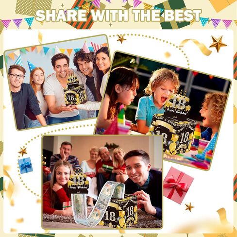 18th Birthday Surprise Gift Box, Happy 18th Birthday Money Gift Boxes for Cash Surprise Pull Out Money Gift Box Birthday Gifts for Boys Girls 18th Birthday Party Decorations (with 50PCS Bags) in Saudi Arabia