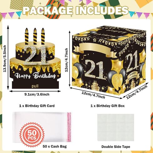 18th Birthday Surprise Gift Box, Happy 18th Birthday Money Gift Boxes for Cash Surprise Pull Out Money Gift Box Birthday Gifts for Boys Girls 18th Birthday Party Decorations (with 50PCS Bags) in Saudi Arabia