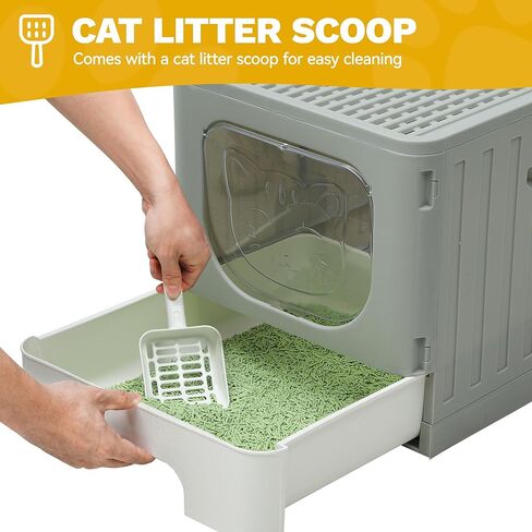 صندوق القمامة المرفق DWVO مع دخول/مخرج ثنائي الاتجاه ، صندوق فضلات كبير مضاد للزجاج مع حصيرة ومغرفة للقمامة ، تجميع سهلة وتنظيف-رمادي in Kuwait