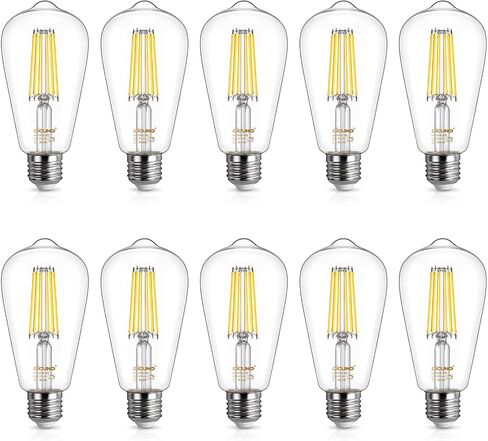 DiCUNO ST64 Edison LED Bulb 60W Equivalent, 6W, Warm White 2700K, Dimmable Vintage LED Light Bulbs, 700LM E26 Medium Base with Clear Glass for Dining Room, Kitchen Lighting,Pack of 6 in Saudi Arabia