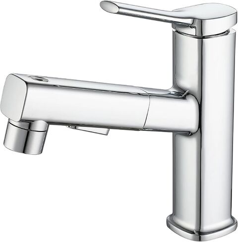 Bathroom Faucet - Three Water Modes (Spray, Stream, Fountain), Pull-Out Sprayer, Honeycomb Aerator, Easy Installation, Durable Ceramic Valve - Ideal for Family and Modern Bathrooms (Grey) in Saudi Arabia