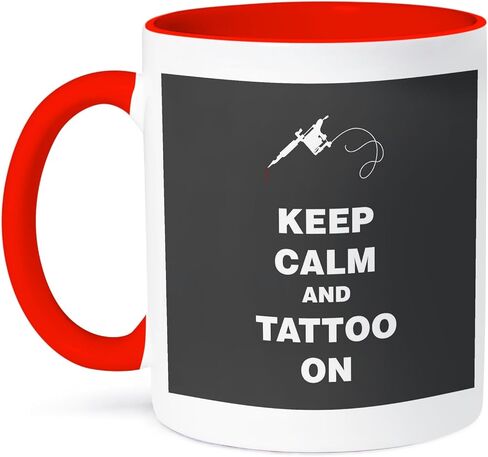 3dRose Keep Calm and Tattoo on Mug, 11 oz, Black in Saudi Arabia