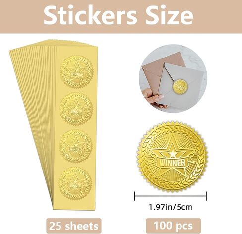 WADORN 100PCS 2 "ملصقات ختم رقائق الذهب غزل in Kuwait