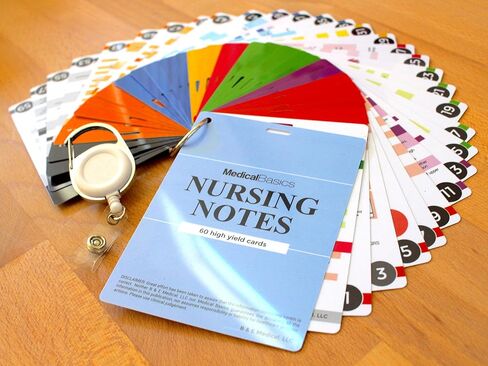 Nursing Notes 60 High Yield Pocket Nursing Reference Cards, Durable Plastic (3.5" x 5") - MedSurg, ICU/Critical Care, Pharmacology, OB/Peds - Waterproof Full Color Reference Book for Nurses, CNA in Saudi Arabia