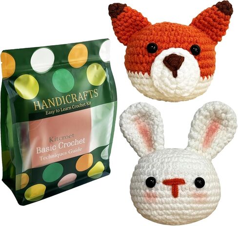 Kitcroet Crochet Kits for Beginners, Starter Crochet Kit All-in-One Complete Rabbit Crochet Kit Learn to Crochet Sets with Step by Step Video Tutorials for Adults - Bunny with Carrot[New] in Saudi Arabia