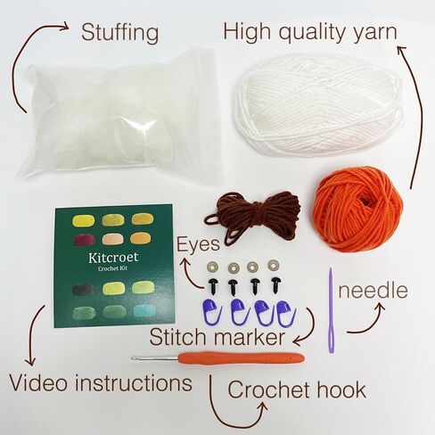 Kitcroet Crochet Kits for Beginners, Starter Crochet Kit All-in-One Complete Rabbit Crochet Kit Learn to Crochet Sets with Step by Step Video Tutorials for Adults - Bunny with Carrot[New] in Saudi Arabia