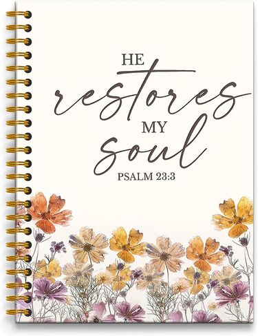 Christian Bible Notebook Journal, Christian Gifts for Women, Bible Notebooks for Note Taking, He Restores My Soul Journaling Notebook, Faith Based Gifts, Spiral Notebook,160 Pages in Saudi Arabia