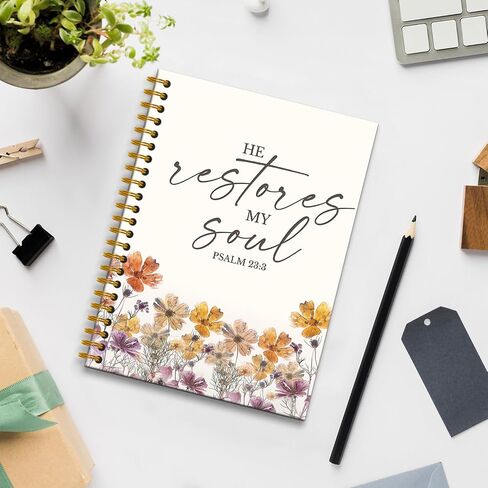 Christian Bible Notebook Journal, Christian Gifts for Women, Bible Notebooks for Note Taking, He Restores My Soul Journaling Notebook, Faith Based Gifts, Spiral Notebook,160 Pages in Saudi Arabia