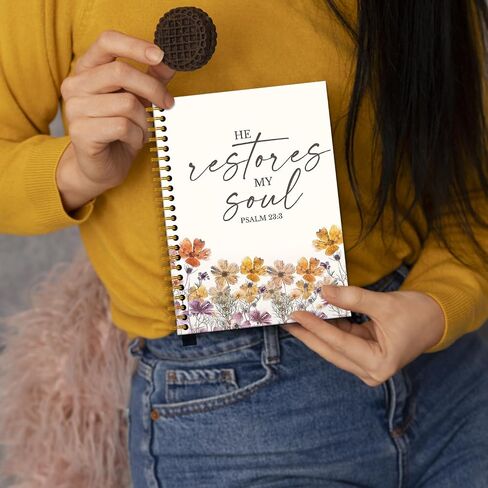 Christian Bible Notebook Journal, Christian Gifts for Women, Bible Notebooks for Note Taking, He Restores My Soul Journaling Notebook, Faith Based Gifts, Spiral Notebook,160 Pages in Saudi Arabia