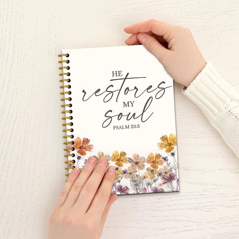 Christian Bible Notebook Journal, Christian Gifts for Women, Bible Notebooks for Note Taking, He Restores My Soul Journaling Notebook, Faith Based Gifts, Spiral Notebook,160 Pages in Saudi Arabia