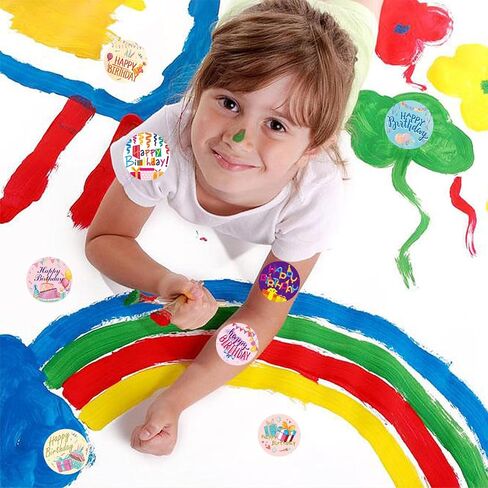 500pcs Happy Birthday Roll Stickers Birthday Gifts Roll Decals Stickers Happy Birthday Greeting Round Stickers Fun Birthday Cake Balloon Labels Seal Tag Stickers for Birthday Party Envelope Decoration in Saudi Arabia