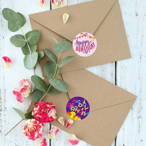500pcs Happy Birthday Roll Stickers Birthday Gifts Roll Decals Stickers Happy Birthday Greeting Round Stickers Fun Birthday Cake Balloon Labels Seal Tag Stickers for Birthday Party Envelope Decoration in Saudi Arabia