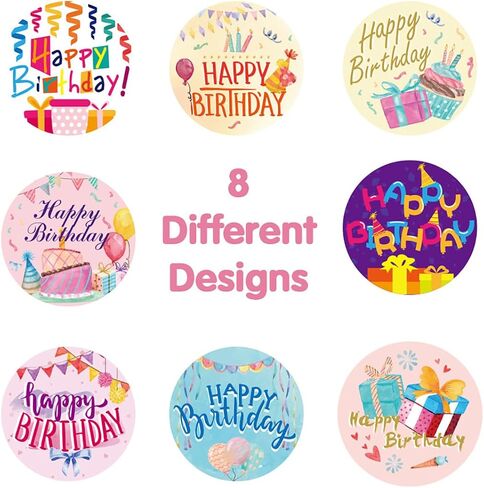 500pcs Happy Birthday Roll Stickers Birthday Gifts Roll Decals Stickers Happy Birthday Greeting Round Stickers Fun Birthday Cake Balloon Labels Seal Tag Stickers for Birthday Party Envelope Decoration in Saudi Arabia