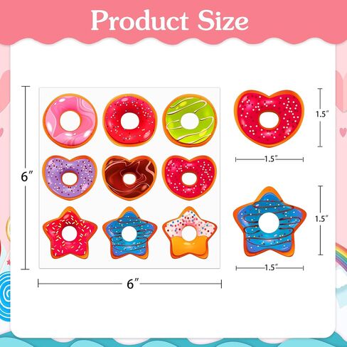 SICOHOME 216pcs Donuts Heart Stickers Valentines Stickers for Kids School Classroom Teacher Reward Party Decor Donut Sticker for Kids Donut Party Favors Valentines Party Scrapbooking Supplies in Saudi Arabia