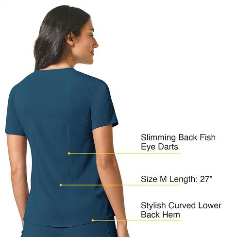 WonderWink Women's Mandarin Collar Tuck-in Scrub Top, Ceil Blue, XL in Saudi Arabia