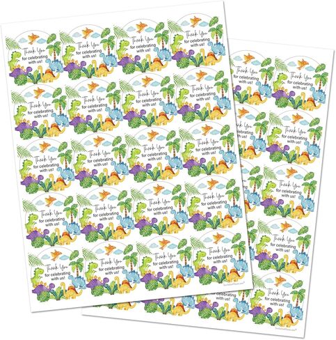 2" Round Dinosaur Thank You Favor Stickers for Birthday and Baby Shower - Set of 40 (Watercolor) in Saudi Arabia