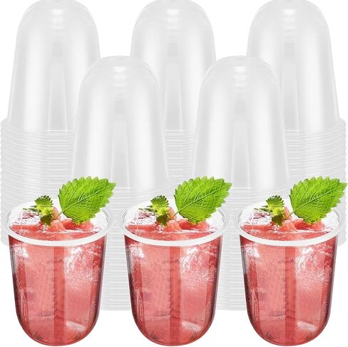 120 Pcs Disposable Stemless Clear Plastic Cups 12OZ NATURAL Arc Plant Based wine glasses For Parties Weddings Birthdays Cocktail BPA Free Recyclable Clear Cold Cups in Saudi Arabia
