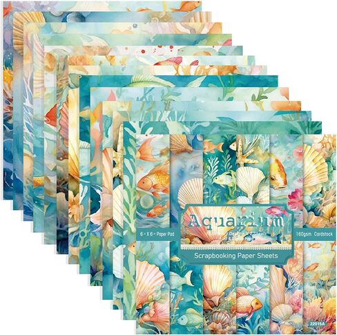 24 Sheets Ocean Theme Scrapbook Paper 6-inches Single-Sided Blue Pattern Premium Specialty Decorative Craft Paper Pad for DIY Scrapbooking Background Arts Crafts Making (C-style) in Saudi Arabia