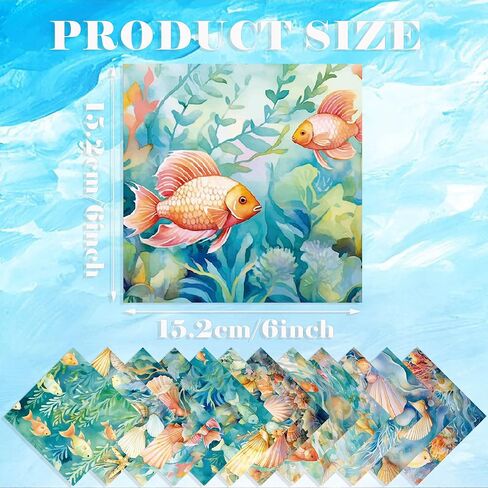 24 Sheets Ocean Theme Scrapbook Paper 6-inches Single-Sided Blue Pattern Premium Specialty Decorative Craft Paper Pad for DIY Scrapbooking Background Arts Crafts Making (C-style) in Saudi Arabia
