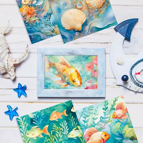 24 Sheets Ocean Theme Scrapbook Paper 6-inches Single-Sided Blue Pattern Premium Specialty Decorative Craft Paper Pad for DIY Scrapbooking Background Arts Crafts Making (C-style) in Saudi Arabia