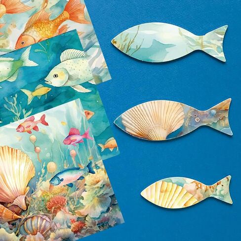 24 Sheets Ocean Theme Scrapbook Paper 6-inches Single-Sided Blue Pattern Premium Specialty Decorative Craft Paper Pad for DIY Scrapbooking Background Arts Crafts Making (C-style) in Saudi Arabia