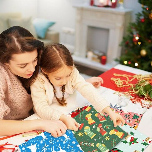 24 Sheets Christmas Themed Scrapbook Paper, 6x6'' Xmas Craft Paper Papermania Folded Flat in 24 Designs for Christmas Card Making Scrapbook Winter Photo Album Decor (C, 6x6in) in Saudi Arabia