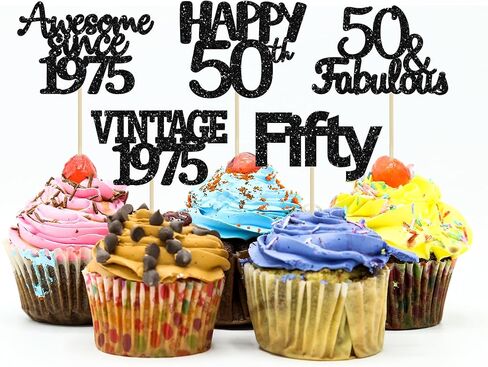 Gyufise 30Pcs 60th Birthday Cupcake Toppers Vintage 1964 Cake Decorations Cheers to 60 Fabulous Sixty Cupcake Picks 60th Birthday Wedding Anniversary Party Cake Decorations Supplies Black in Kuwait