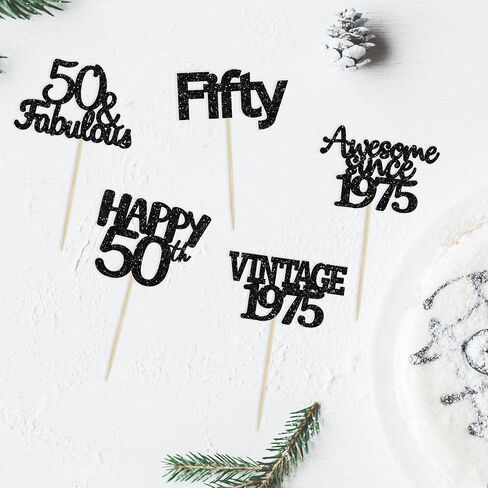 Gyufise 30Pcs 60th Birthday Cupcake Toppers Vintage 1964 Cake Decorations Cheers to 60 Fabulous Sixty Cupcake Picks 60th Birthday Wedding Anniversary Party Cake Decorations Supplies Black in Kuwait