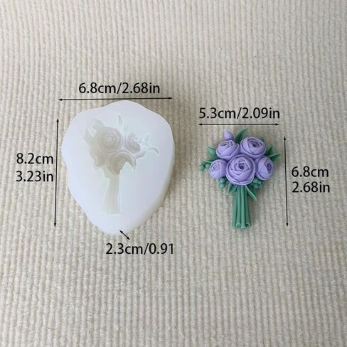 3D Flower Bouquet Candle Soap Silicone Molds Fondant Chocolate Candy Cake Decorating Mould Resin Clay Baking Pastry Tools (Peony) in Saudi Arabia