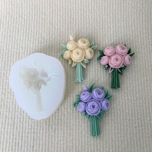 3D Flower Bouquet Candle Soap Silicone Molds Fondant Chocolate Candy Cake Decorating Mould Resin Clay Baking Pastry Tools (Peony) in Saudi Arabia
