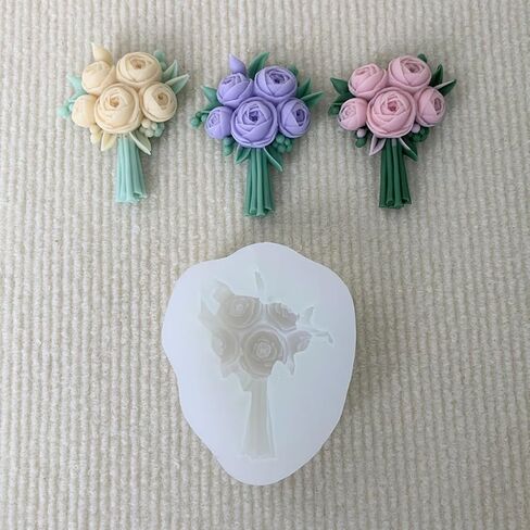 3D Flower Bouquet Candle Soap Silicone Molds Fondant Chocolate Candy Cake Decorating Mould Resin Clay Baking Pastry Tools (Peony) in Saudi Arabia
