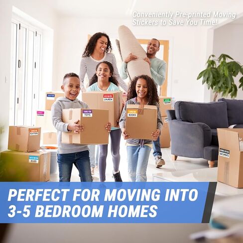 Home Moving Labels (3 x 2 inch, 10 Designs - 300 Labels) for 1-2 Bedroom, Color Coded Moving Stickers w/Writable Note Area, Fragile, Heavy & Extra Blank Stickers in Kuwait