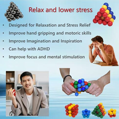 Science Kit Toys 27 PCS Magnets Building Blocks, Large 20 mm Colorful Hematite Magnetic Stones, Home Office Kids Adults Intelligence Development Educational Party Gift Sphere XXL V27-21 in Saudi Arabia