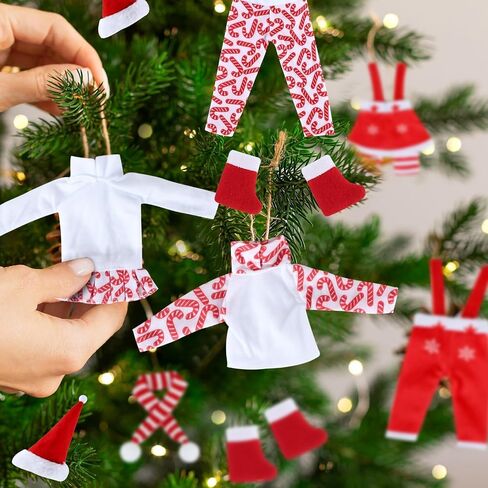 36 Pcs Christmas Elf Clothes Doll Accessories Elf Accessories with Christmas Sleeping Bag Bathrobe Apron and Chef Hat Scarf Skirts Christmas Elf Hammock Xmas Accessory for Doll Decorations (Classics) in Saudi Arabia
