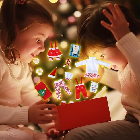 36 Pcs Christmas Elf Clothes Doll Accessories Elf Accessories with Christmas Sleeping Bag Bathrobe Apron and Chef Hat Scarf Skirts Christmas Elf Hammock Xmas Accessory for Doll Decorations (Classics) in Saudi Arabia
