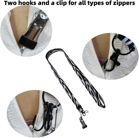Dress Zipper Pull Helper with Hooks and Clip - Easy Zipper Pulls for Dresses(2 types) (Black and white) in Saudi Arabia