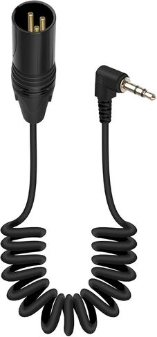 GELRHONR Right Angle 3.5mm to 3 pin XLR Female Coiled Cable 1.6FT, XLR Female Replacement Spring Audio Cord, 1/8 Inch TRS to XLR Stereo Audio Plug Headphone Cable(XLR Female Black) in Saudi Arabia