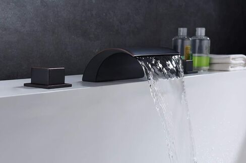 sumerain Waterfall Roman Tub Faucet with Hand Shower Brushed Gold Finish High Flow in Saudi Arabia