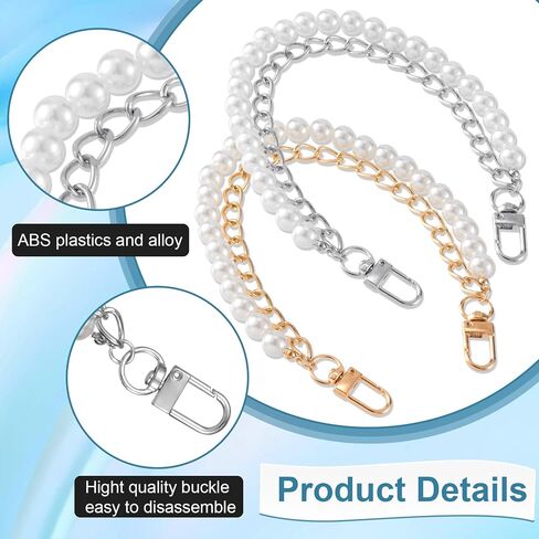 2pcs Pearl Purse Chain Straps, Gold Black Flower Handbag Charm Extender Replacement, 10inch Double Layer Cute Metal Shoulder Crossbody Bags Replacement Accessories for Women in Kuwait