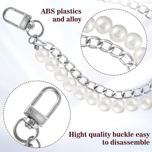 SmallCat Pearl Purse Chain for Women, Stainless Steel Double Handbag Straps Bag Charm, Short Handle Replacement Accessories for Handbag Messenger Bags Wallets- Gold in Saudi Arabia